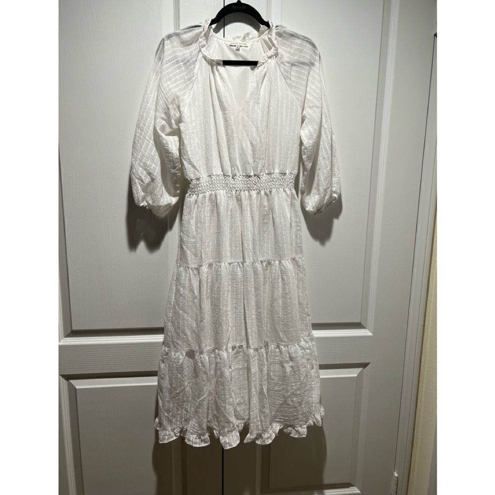 Moon River Textured Tiered Midi Dress size xs summer vacation bridal shower dres - Picture 4 of 6